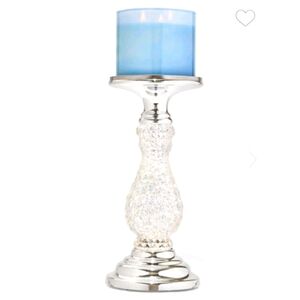 SILVER SWIRLING GLITTER PEDESTAL 3-WICK CANDLE HOLDER BY BATH & BODY WORKS